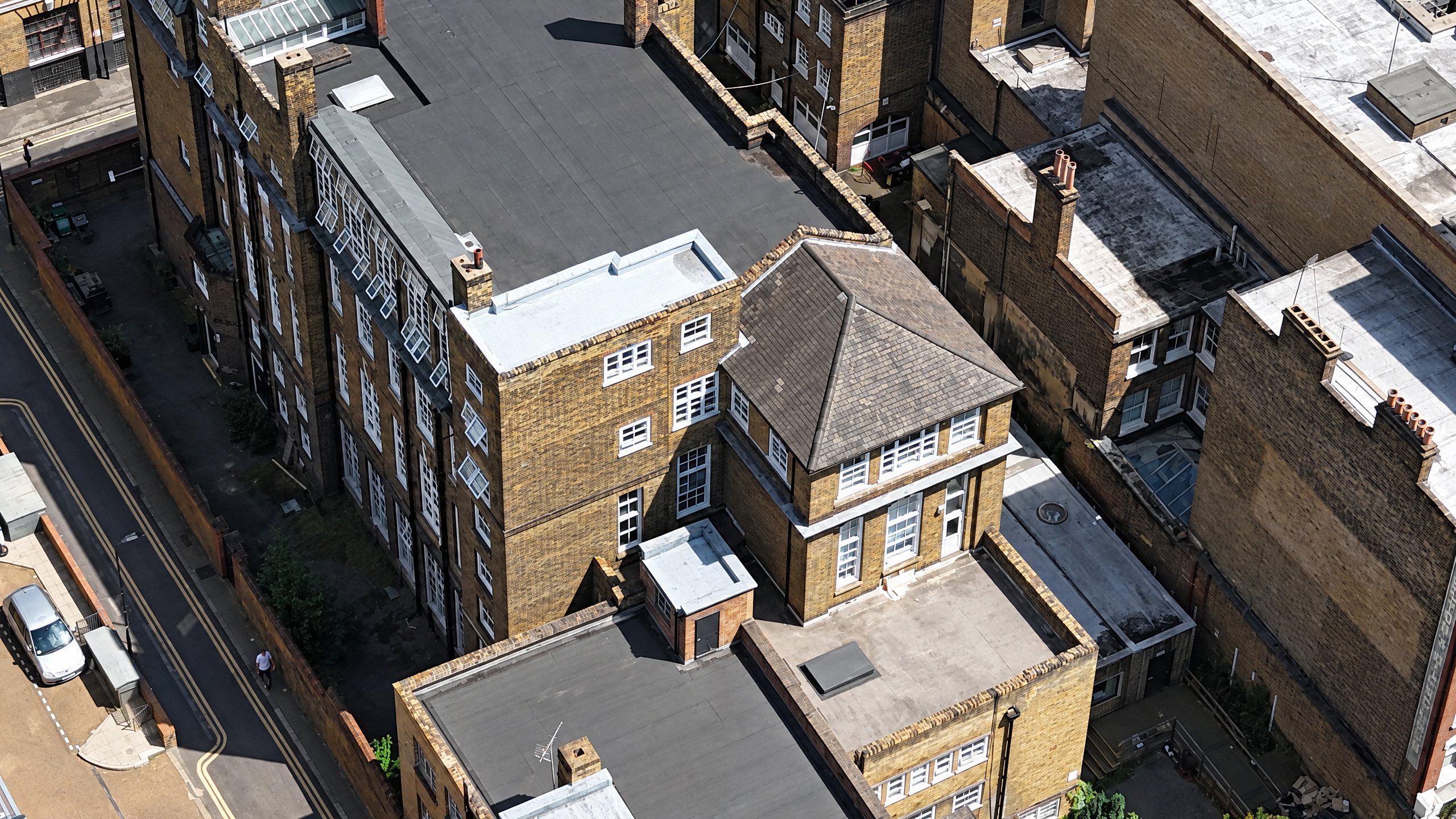 Aerial photograph of the building as it stands today