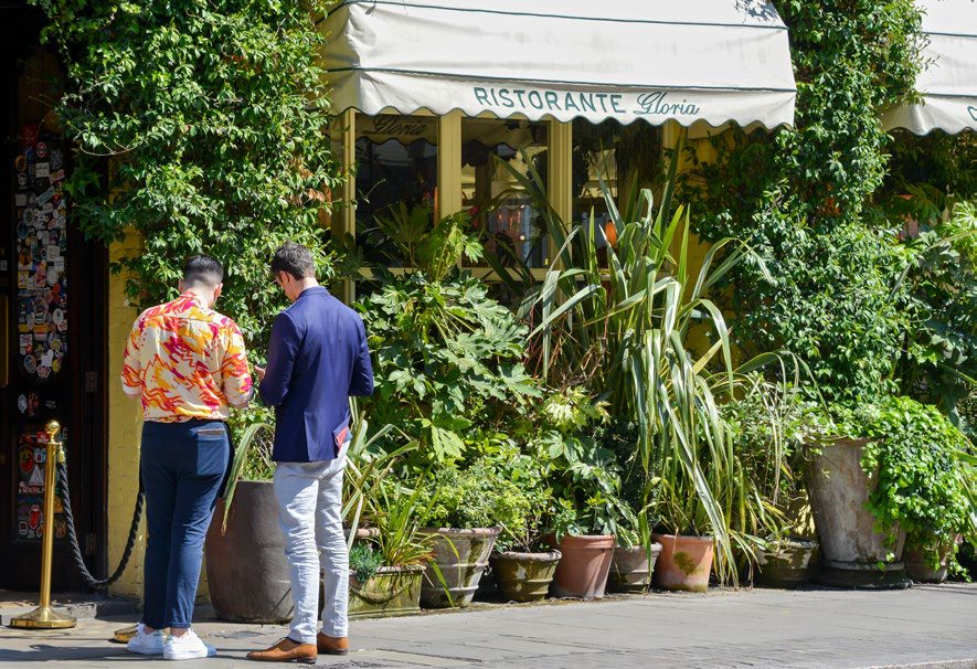 Planting outside Gloria restaurant